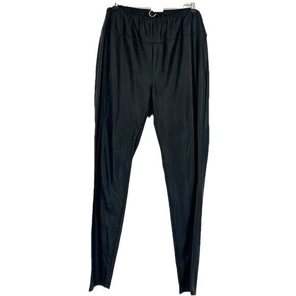 LRL Lauren Ralph Lauren Faux Leather Leggings Black Stretch High Rise Size 14W - Picture 1 of 9
